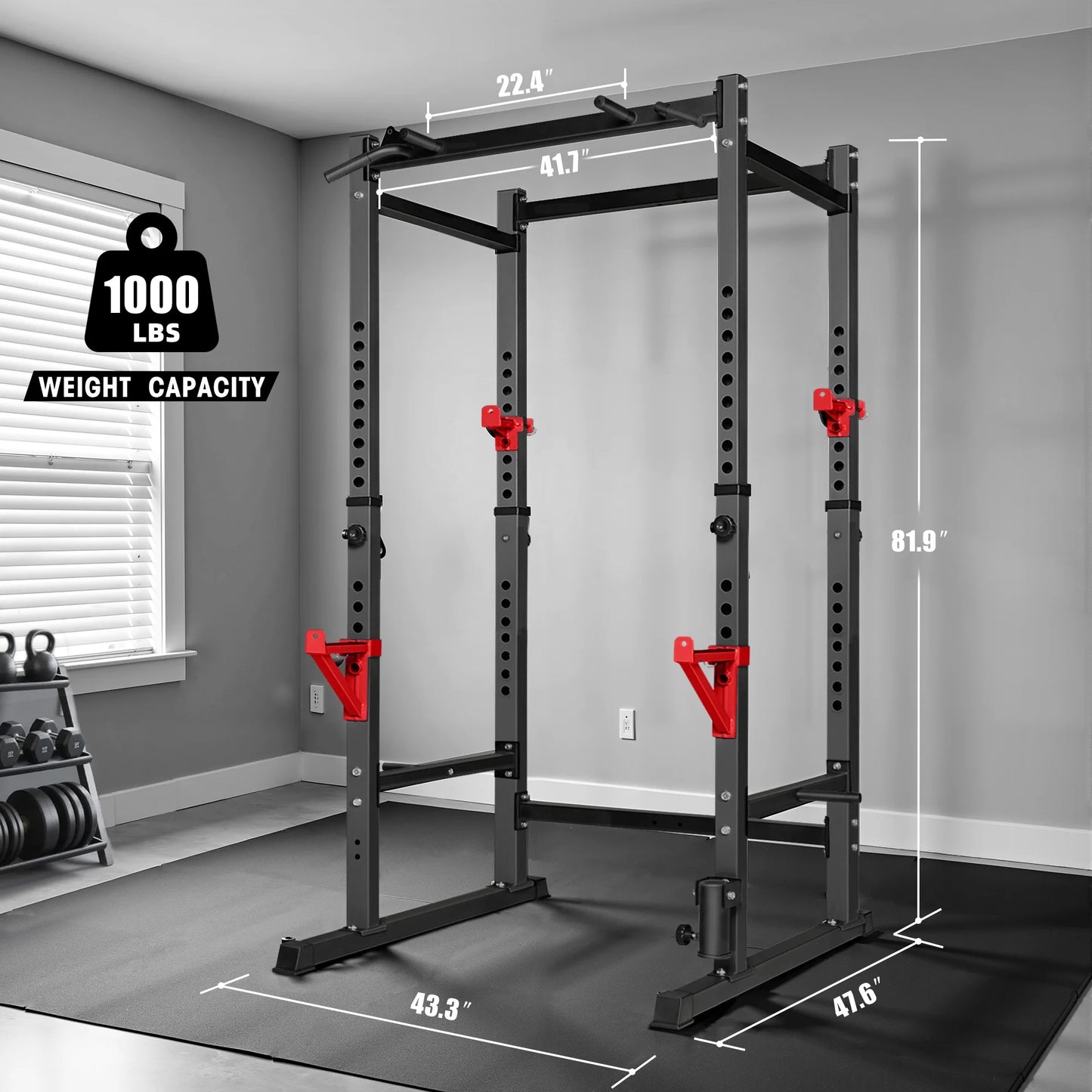1000Lb Capacity Power Rack, Rack Cage for Weight Training, Adjustable Squat Stand Rack for Home Gym Equipment, Lifting Cage