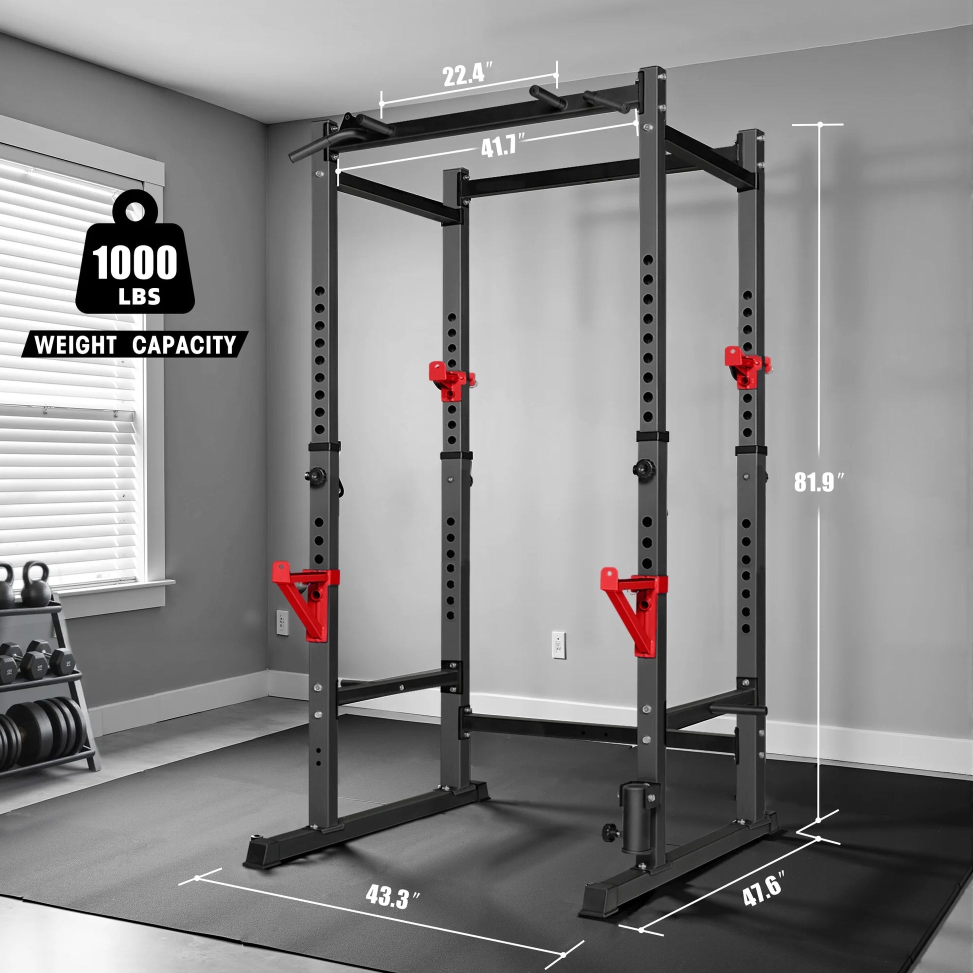 1000Lb Capacity Power Rack, Rack Cage for Weight Training, Adjustable Squat Stand Rack for Home Gym Equipment, Lifting Cage