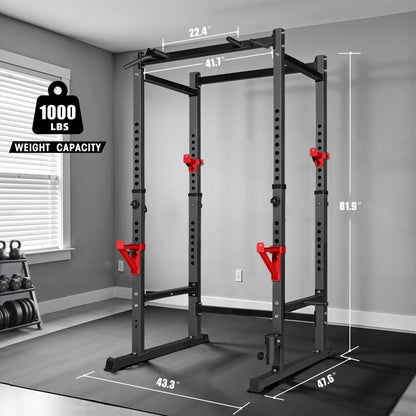 1000Lb Capacity Power Rack, Rack Cage for Weight Training, Adjustable Squat Stand Rack for Home Gym Equipment, Lifting Cage