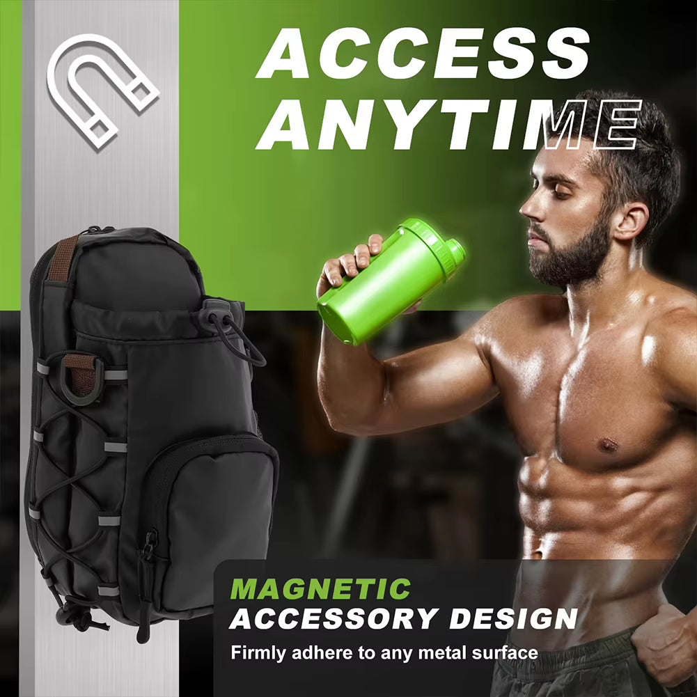 Magnetic Gym Bag with Water Bottle Holder Gym Crossbody Bag Gym Bottle Carrier Bag for Gym Sports Travel Carry-On Items