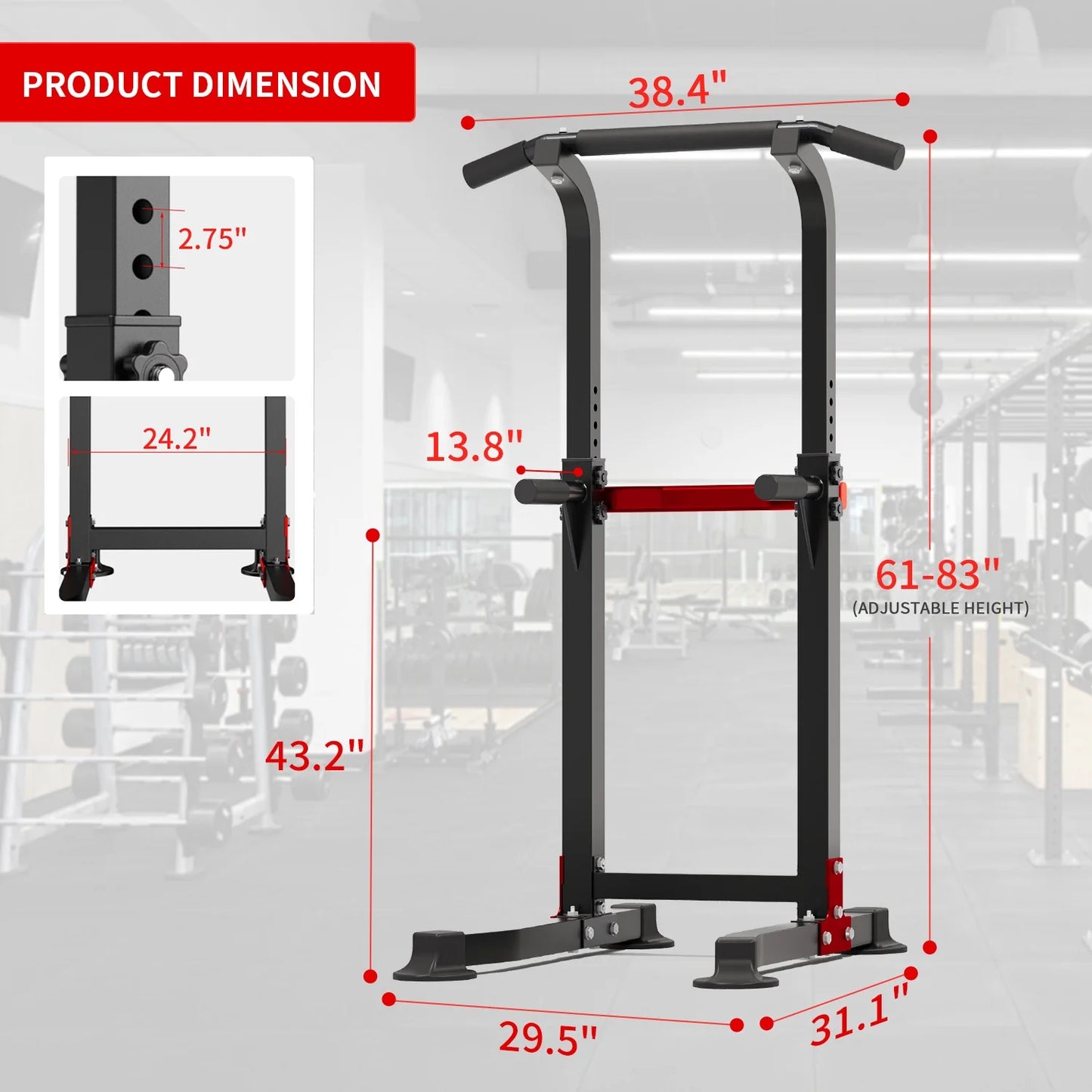 Pull up Bar Dip Station Power Tower Home Gym Equipment 300 Lb Load Steel