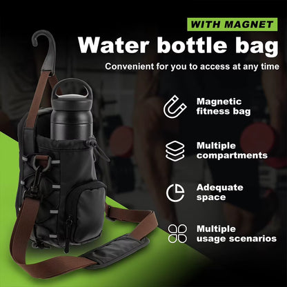 Magnetic Gym Bag with Water Bottle Holder Gym Crossbody Bag Gym Bottle Carrier Bag for Gym Sports Travel Carry-On Items