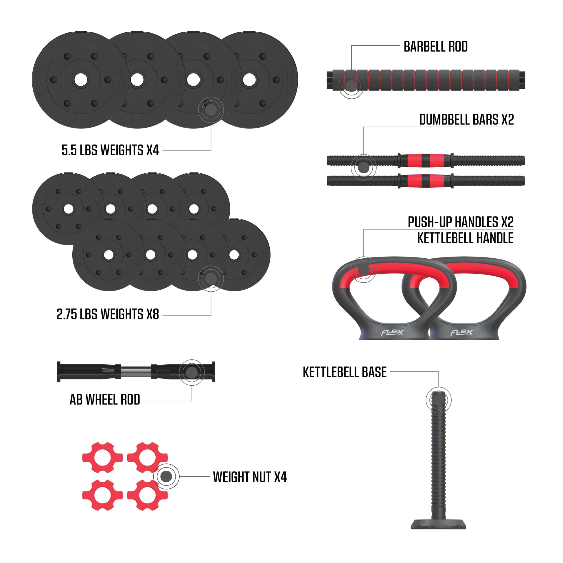 Smartbell Gym 5-In-1 Adjustable Dumbbell Set & Weight Set for Home Workouts, 45 Lbs