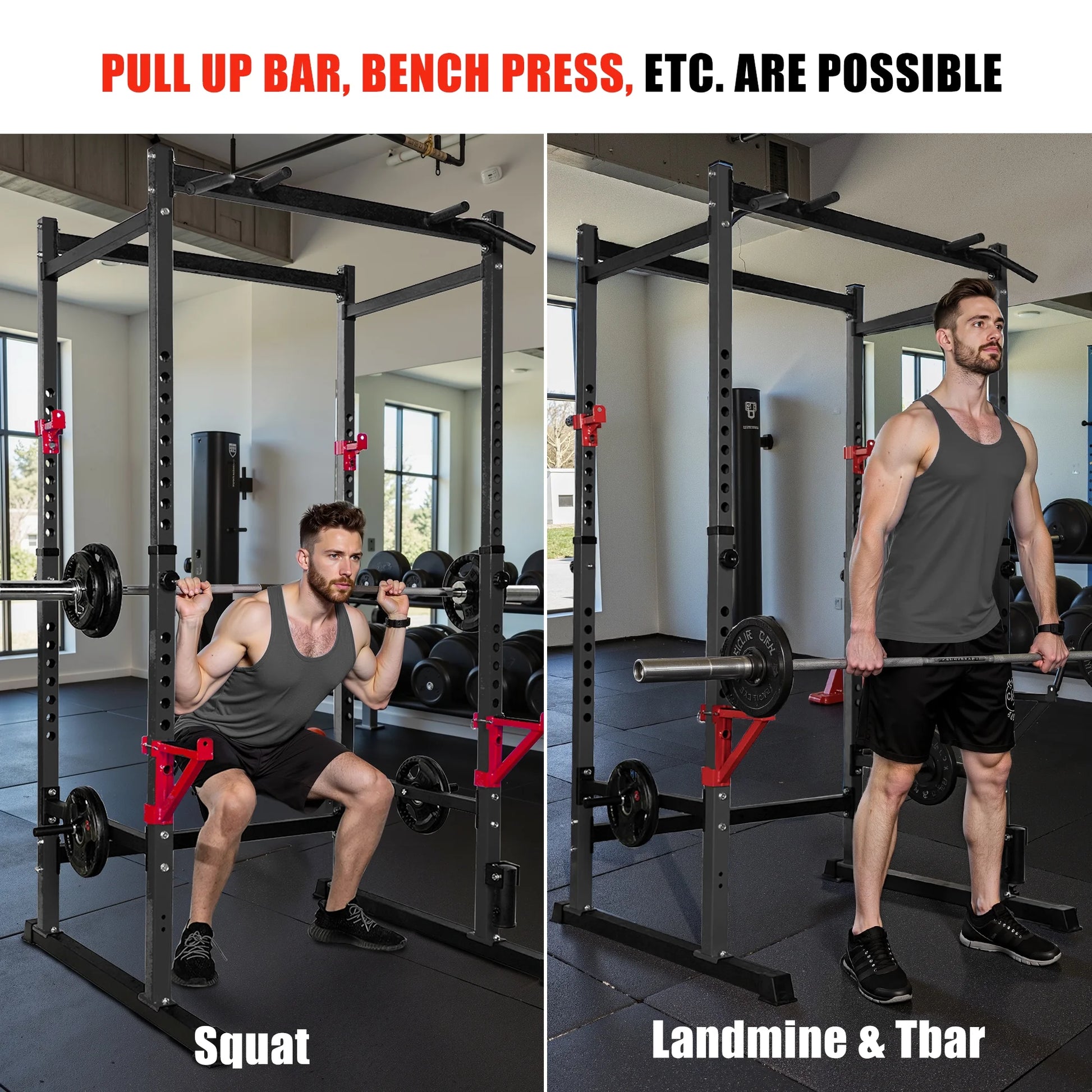 1000Lb Capacity Power Rack, Rack Cage for Weight Training, Adjustable Squat Stand Rack for Home Gym Equipment, Lifting Cage