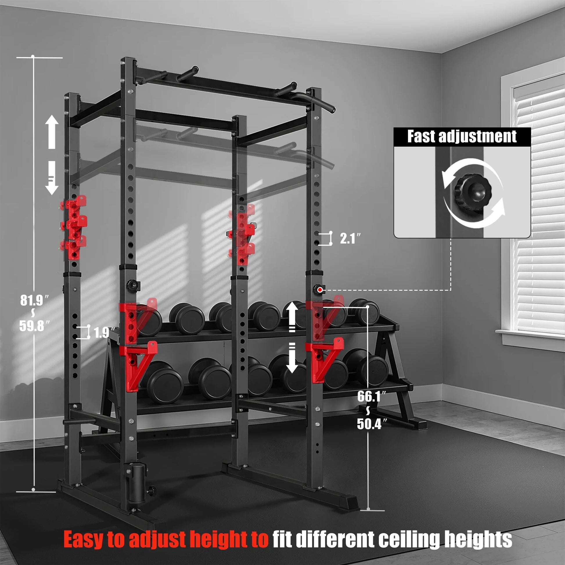 1000Lb Capacity Power Rack, Rack Cage for Weight Training, Adjustable Squat Stand Rack for Home Gym Equipment, Lifting Cage